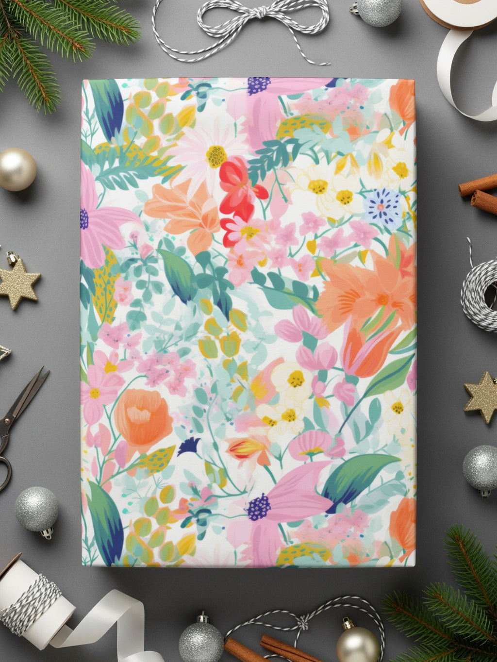 Vibrant Floral Wrapping Paper for Holiday Gifts