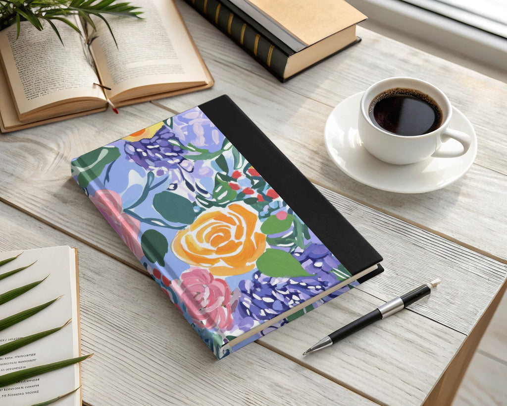 Fine Art Floral Seamless Pattern, Blue Pink Orange, Digital Paper, Gouache Floral Print, Fabric Design, Scrapbooking Paper