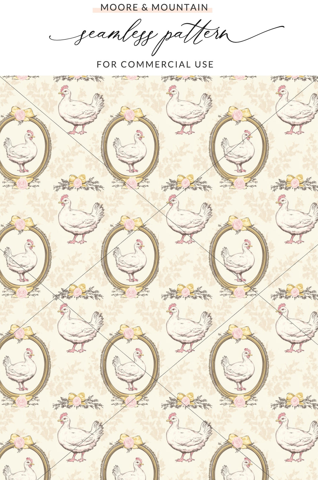 Vintage Chicken Seamless Pattern for Commercial Use