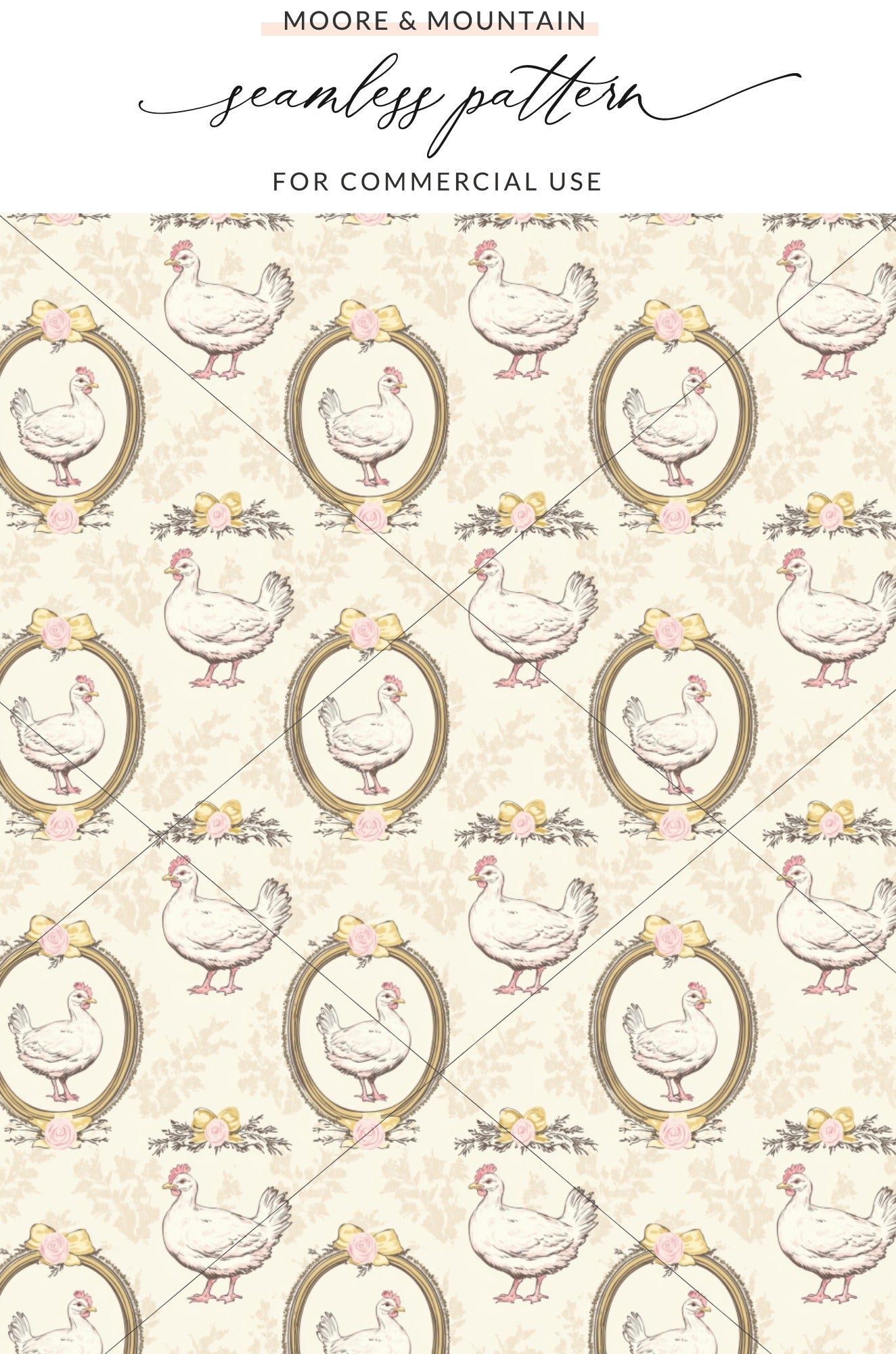 Vintage Chicken Seamless Pattern for Commercial Use
