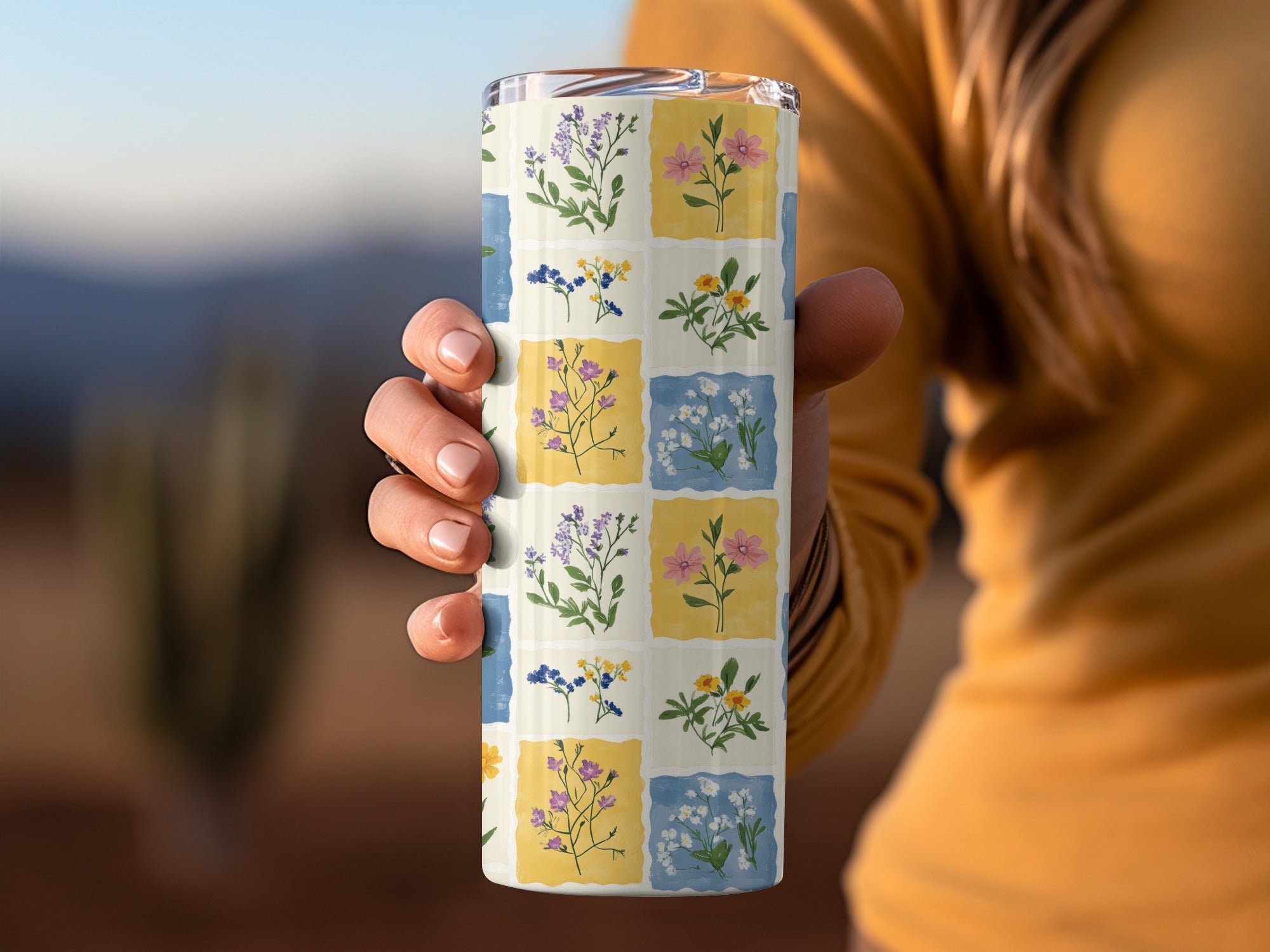 Floral Patchwork Design Wildflower Pattern Tumbler product type
Tumbler
Floral
Wildflower
Botanical
Patchwork
SquarePattern
FlowerDesign
Spring
Summer
Garden
Aesthetic
Drinkware
Gift
BlueFlowers
YellowFlowers
PinkFlowers
PurpleFlowers
VintageStyle
Cottagecore
BeverageCup
NatureInspired
UniqueDesign