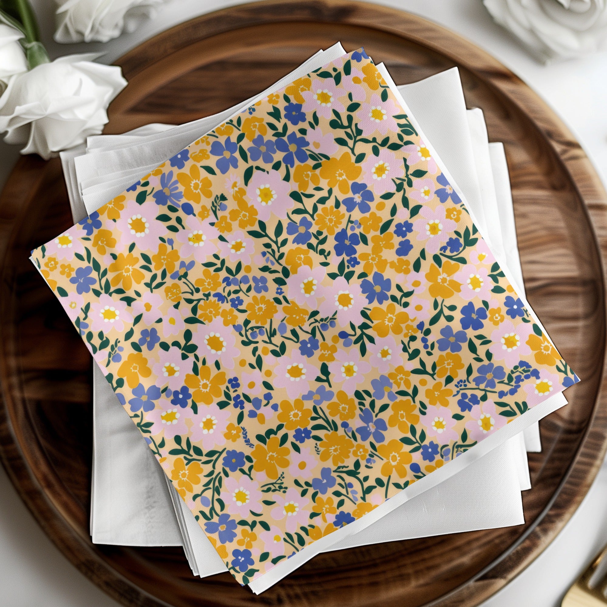 Floral Patterned Decorative Paper Napkins Set
