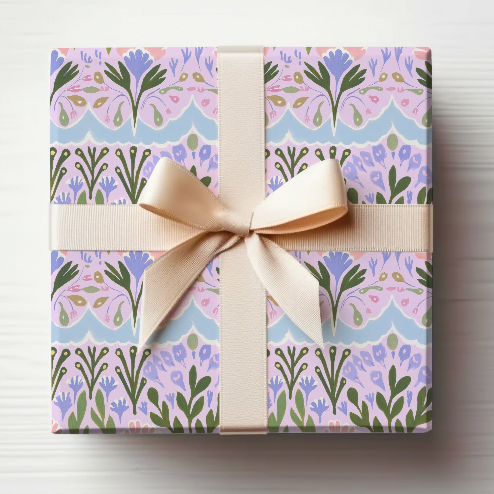 Floral Pastel Patterned Gift Box with Bow Product
