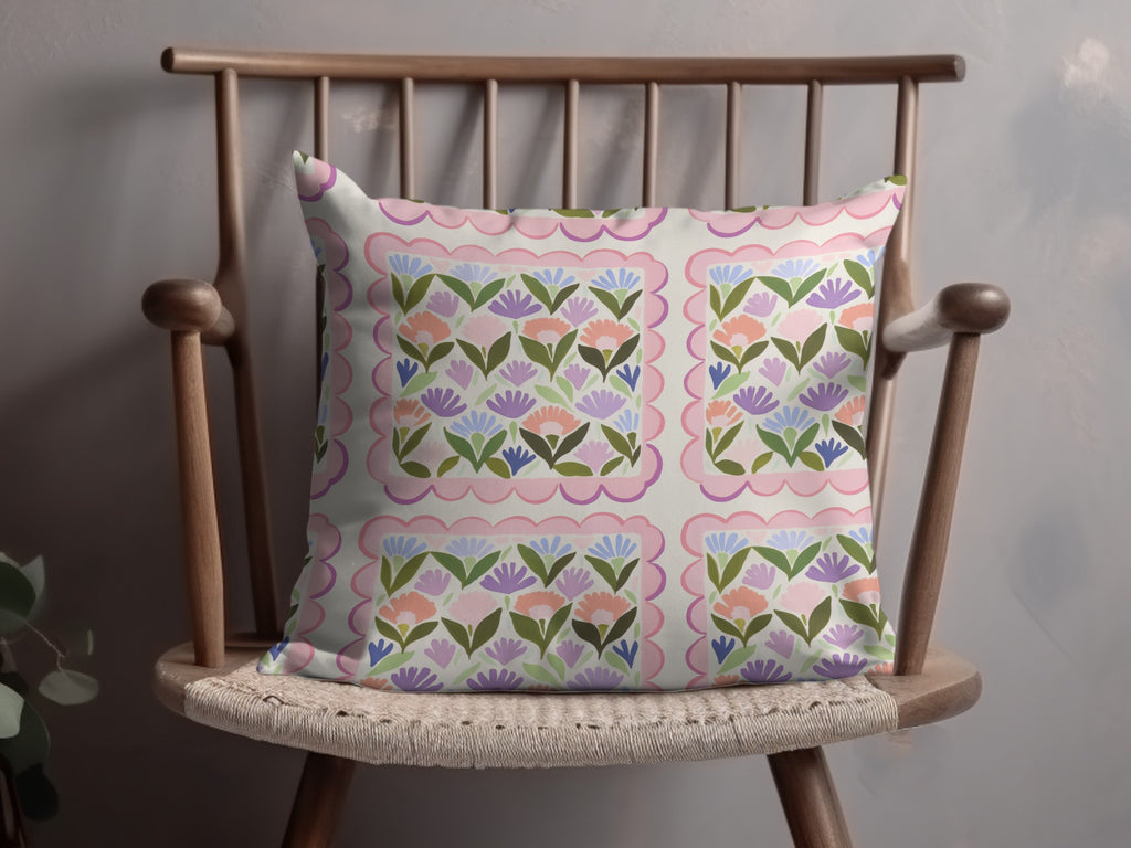 Pastel Floral Pattern Throw Pillow for Home Decor