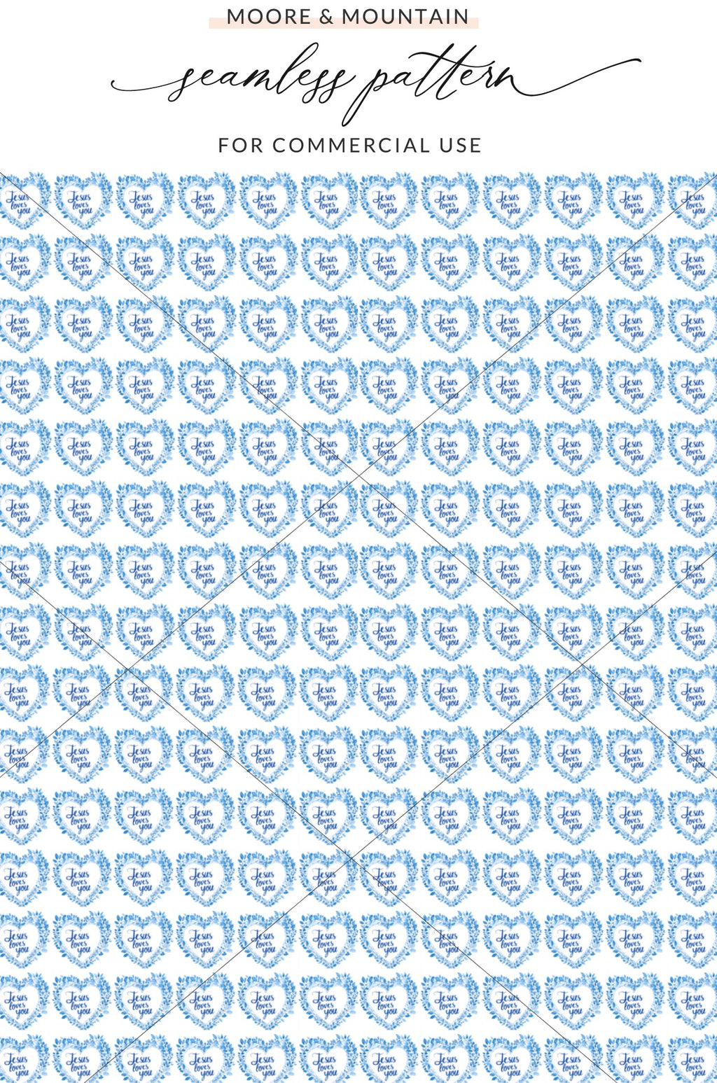 Jesus loves you blue watercolor hearts pattern product type