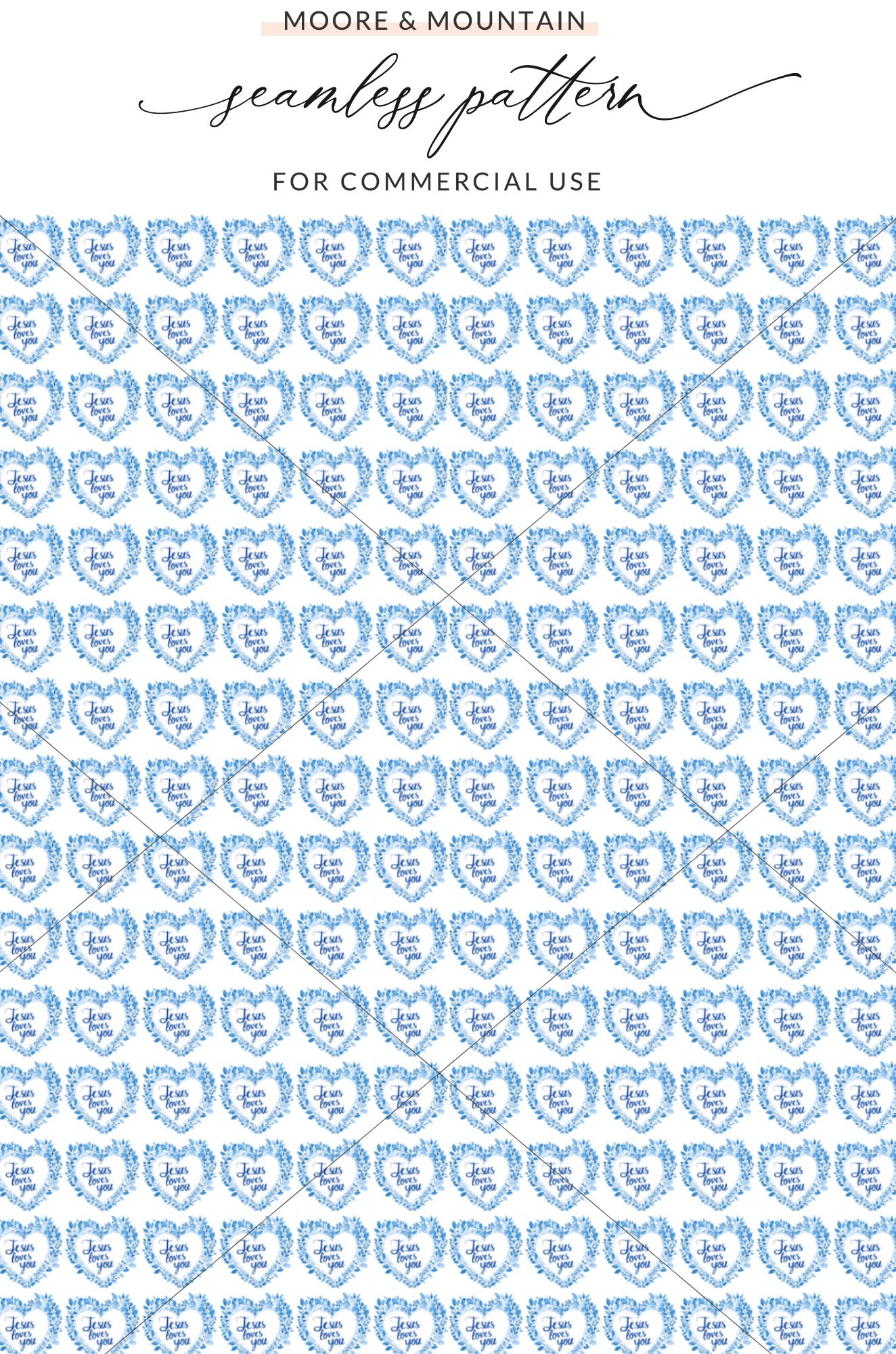 Jesus loves you blue watercolor hearts pattern product type