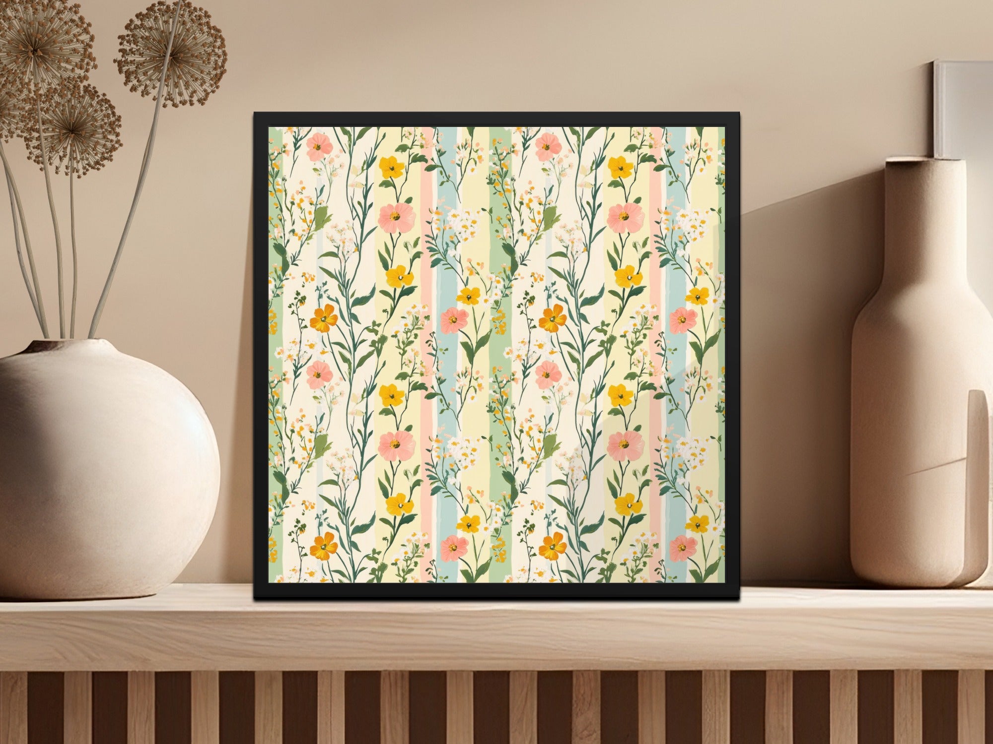 Floral Pattern Wall Art Bright Botanical Nature Print