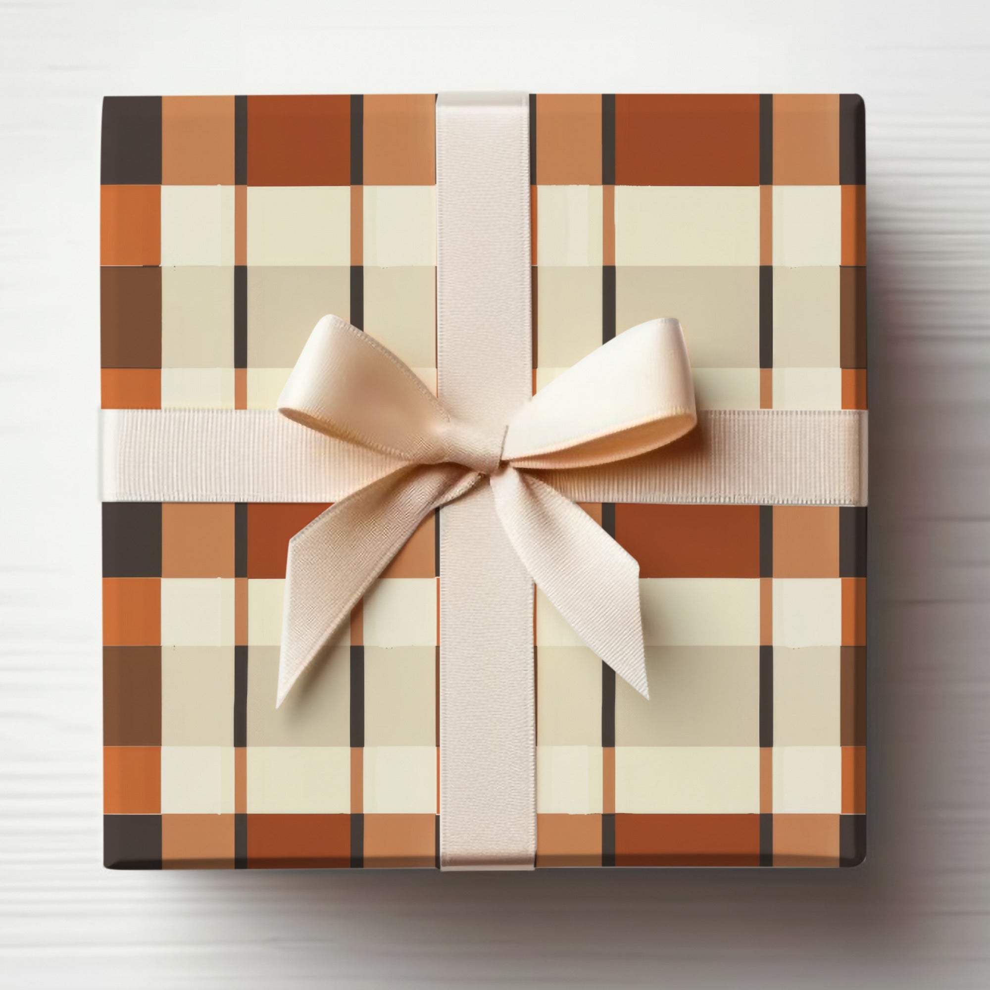 Elegant Plaid Gift Box with Cream Ribbon for All Occasions