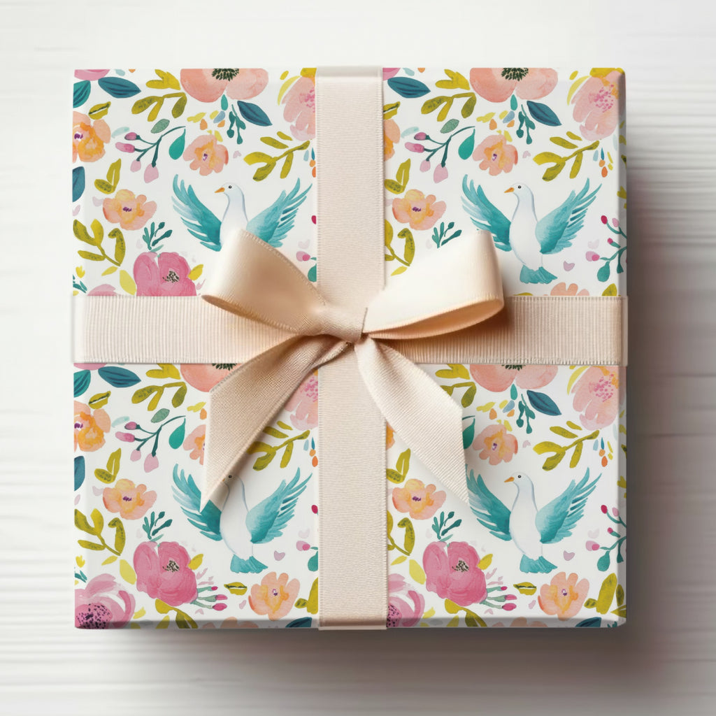 Floral and Bird Design Gift Wrapping Paper Product