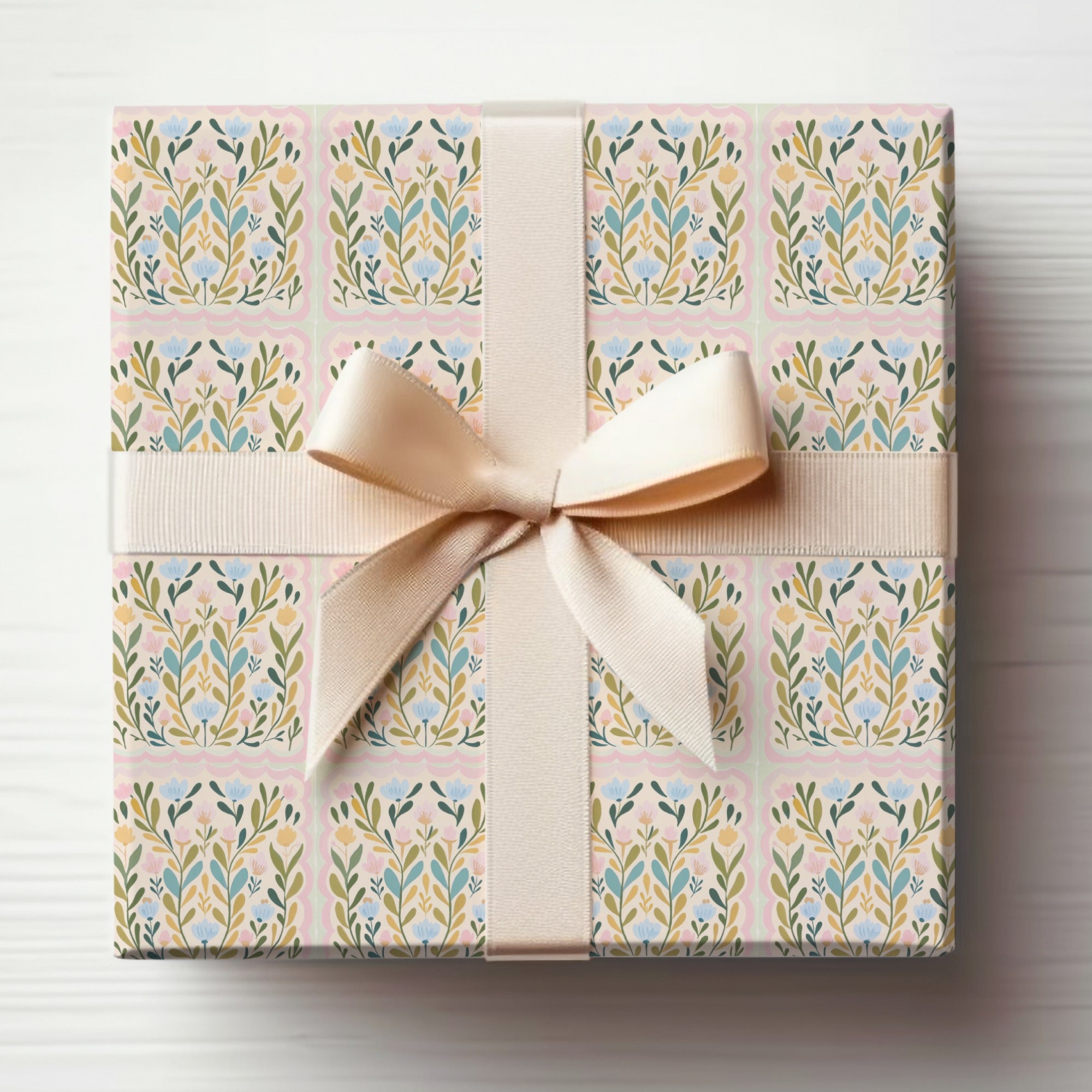 Pastel Floral Scalloped Patterned Gift Wrap product type