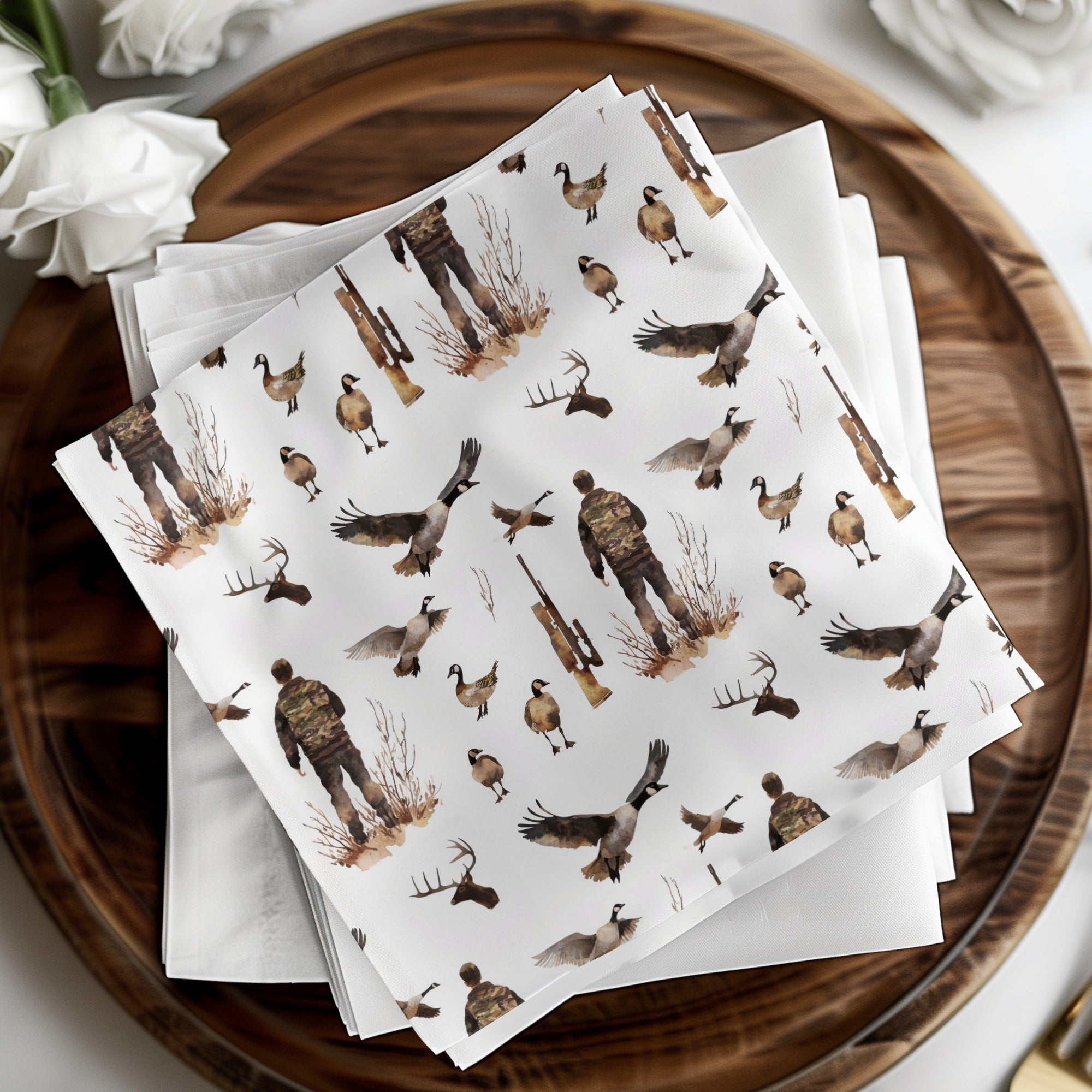Watercolor Hunter Duck Deer Rifle Pattern product type