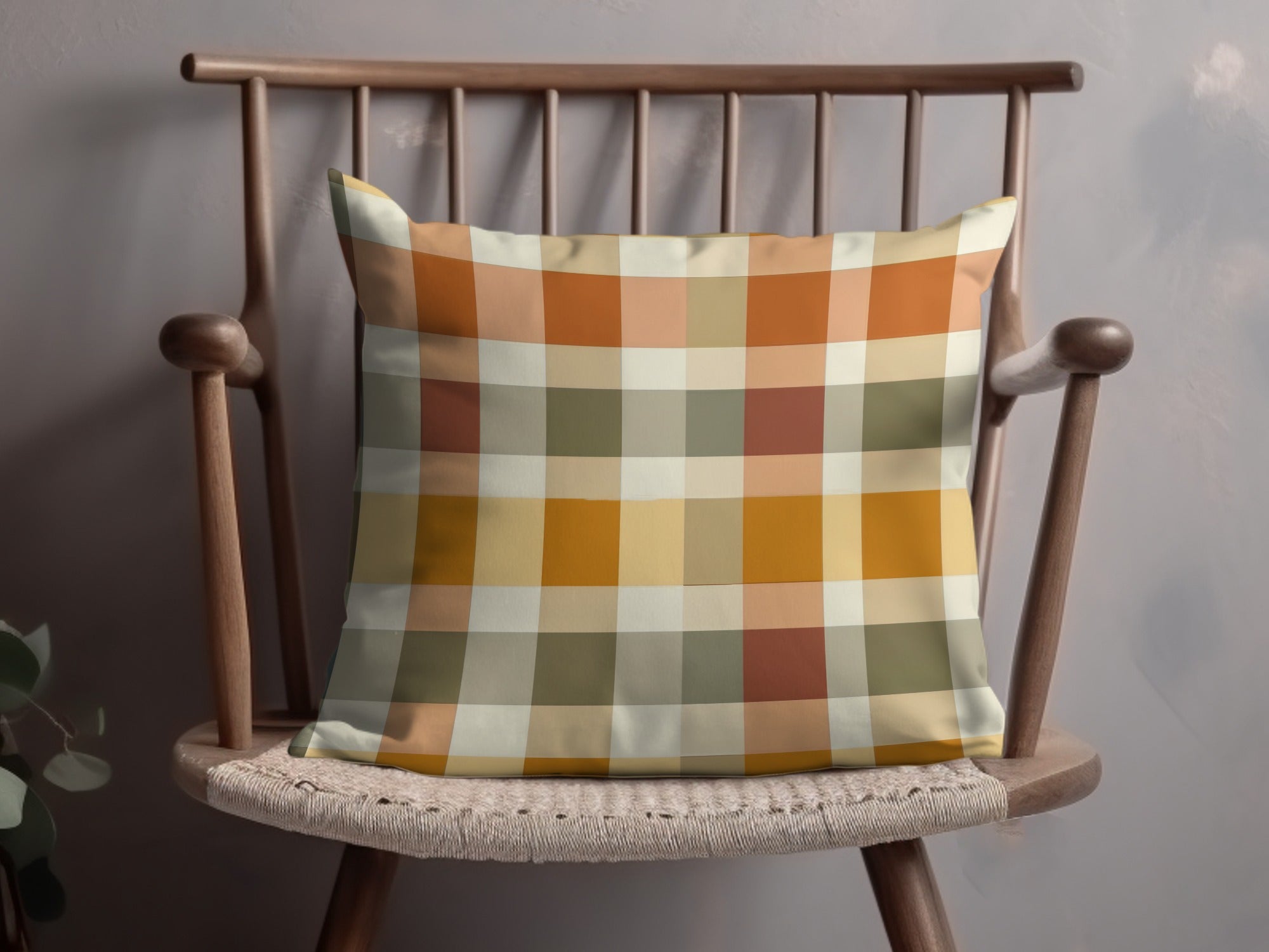 Rustic Autumn Plaid Pattern Decorative Pillow product