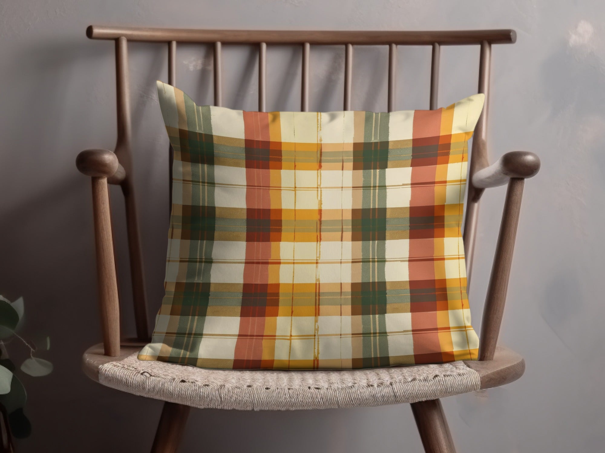 Colorful Plaid Pattern Throw Pillow for Home Decor