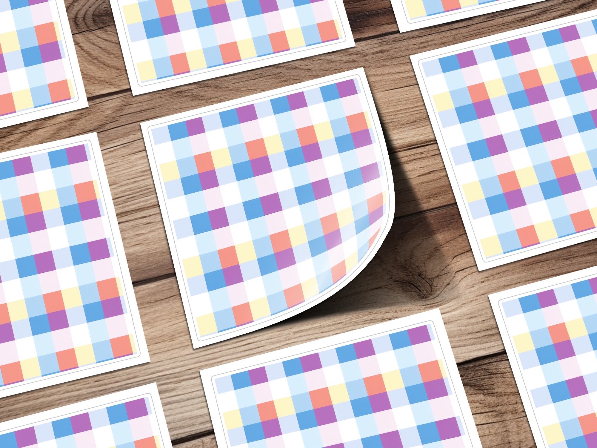 Colorful Plaid Pattern Stickers for DIY and Craft Projects