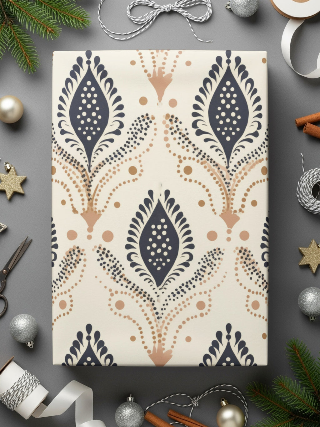 Elegant Festive Decorative Gift Wrap for Seasonal Celebrations