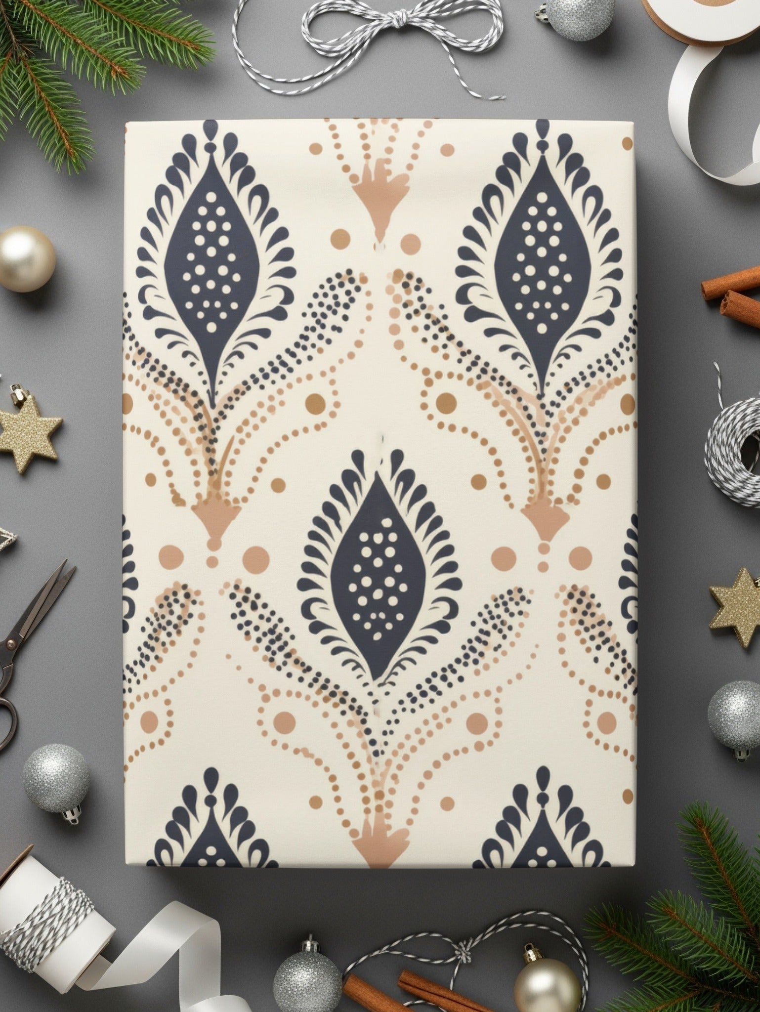 Elegant Festive Decorative Gift Wrap for Seasonal Celebrations