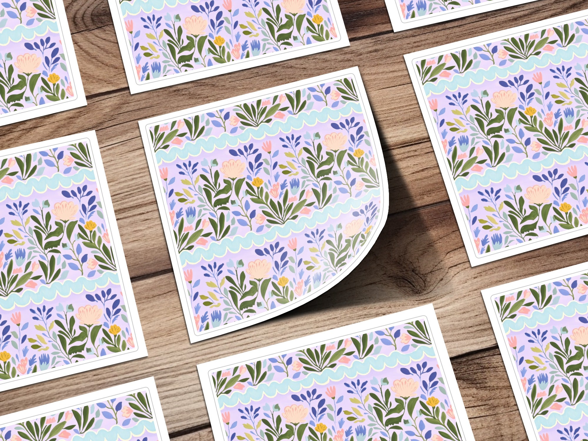 Floral Pattern Botanical Design Print Square Cards