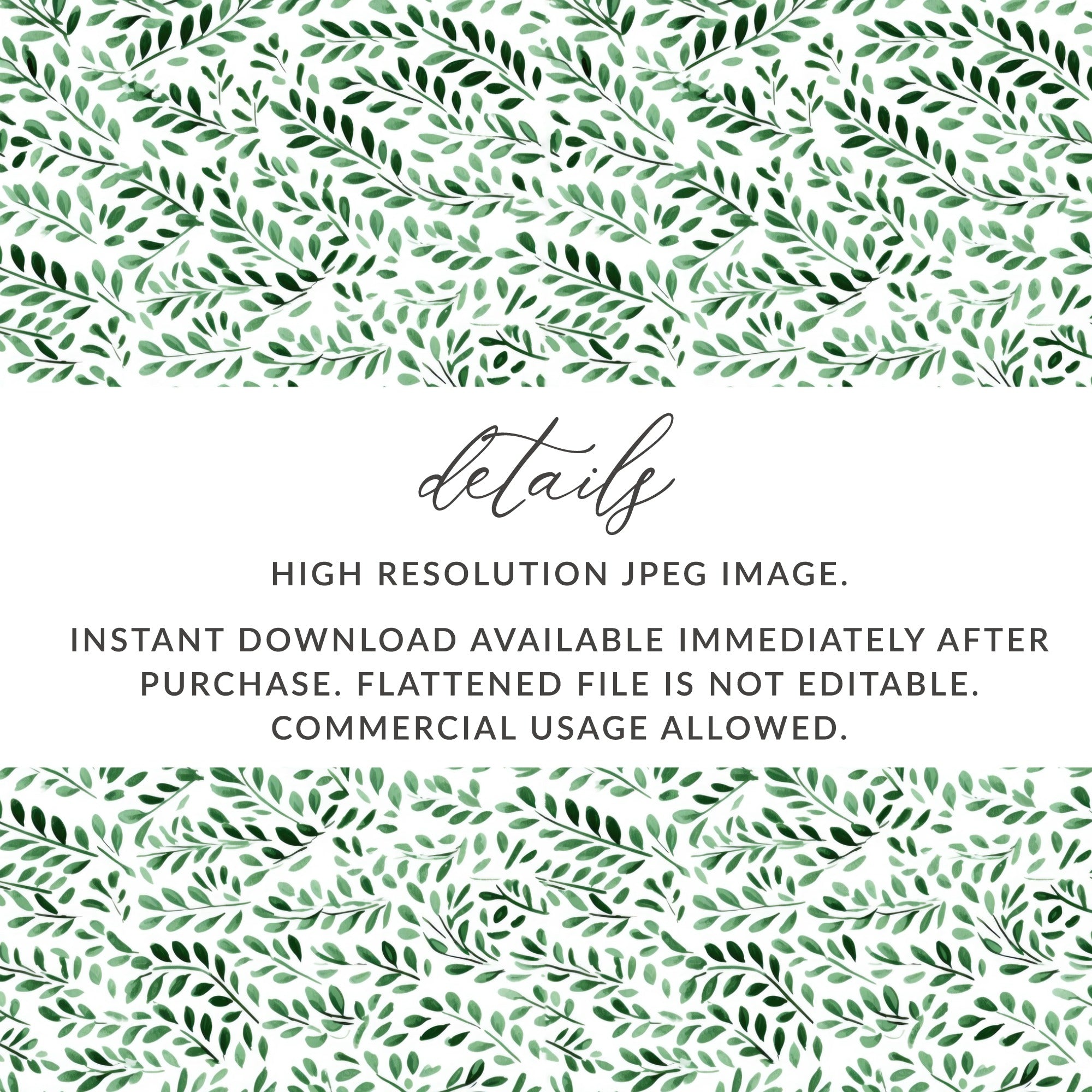 High Resolution Green Leaves Pattern Instant Download