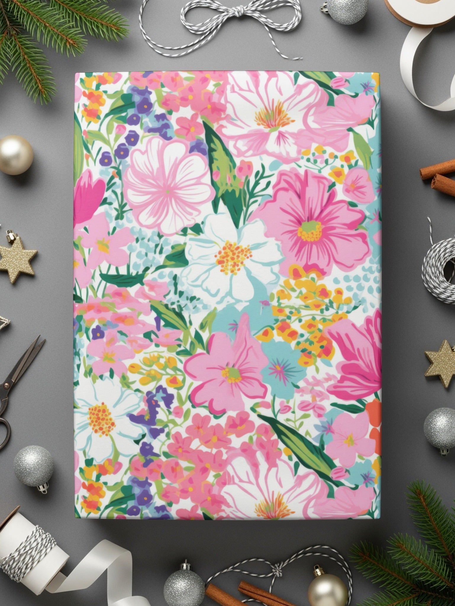 Colorful Floral Pattern Wrapping Paper for Any Occasion