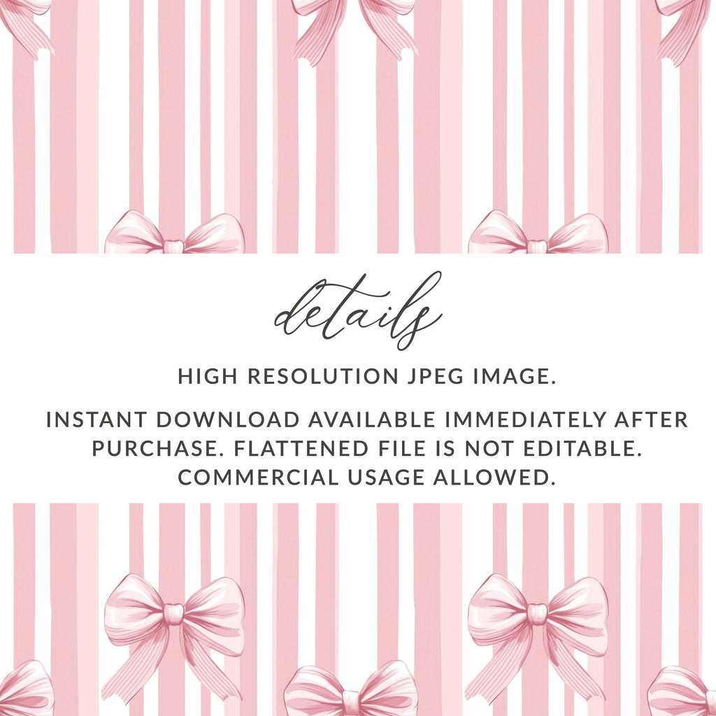 Pink Striped and Bows Digital Download Image