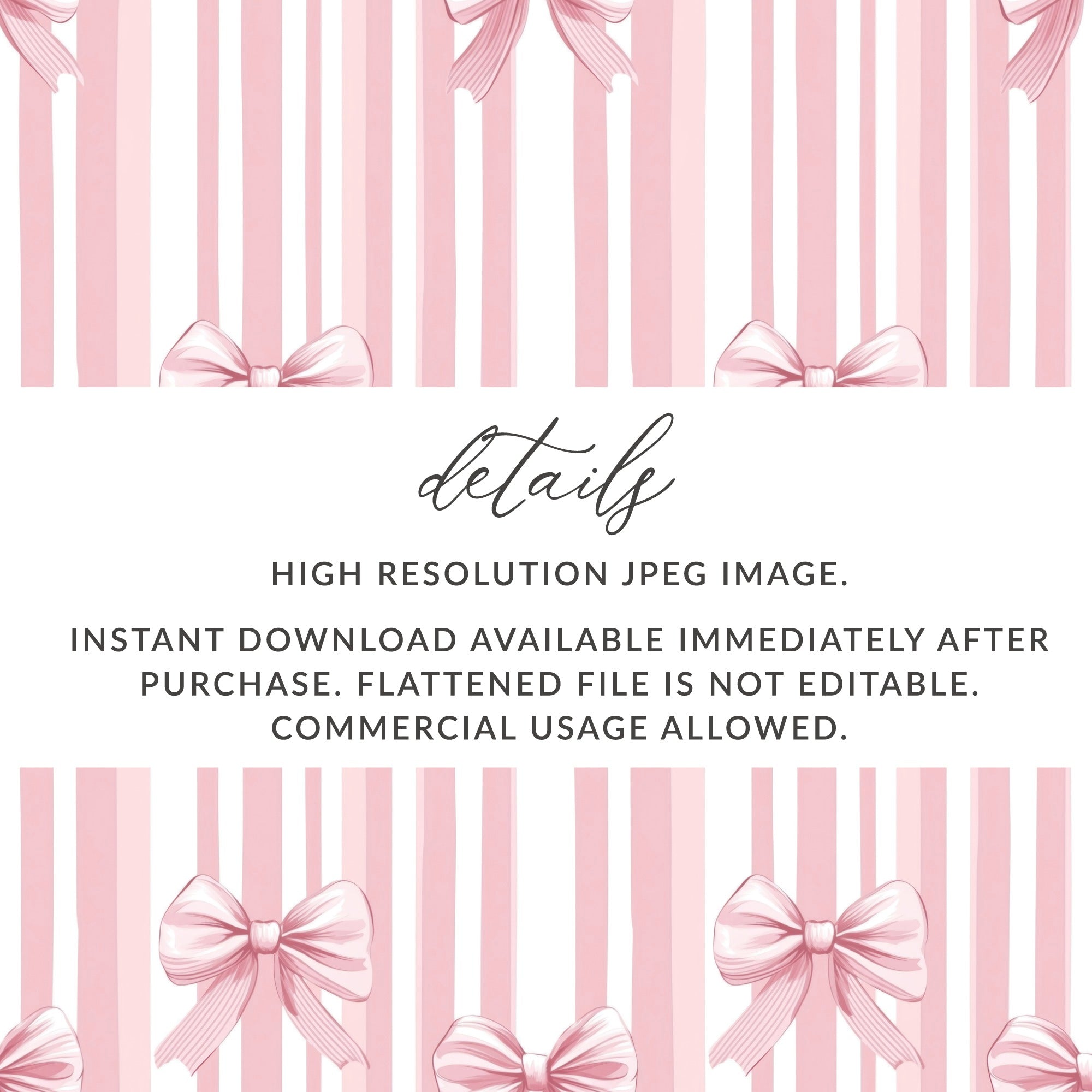 Pink Striped and Bows Digital Download Image
