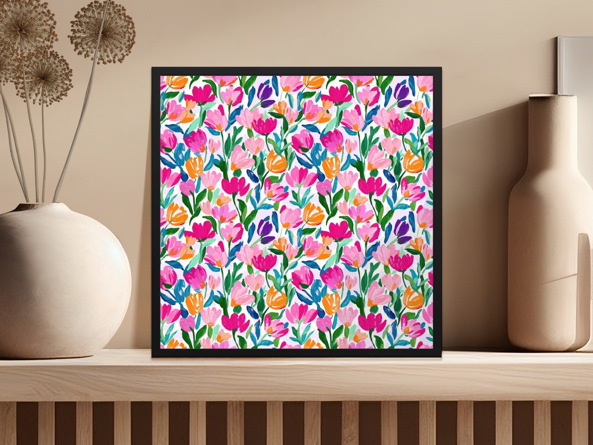 Colorful Floral Blooms Wall Art Print for Home Decor
