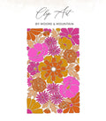 Floral clip art with pink, orange, and gold flowers and text.