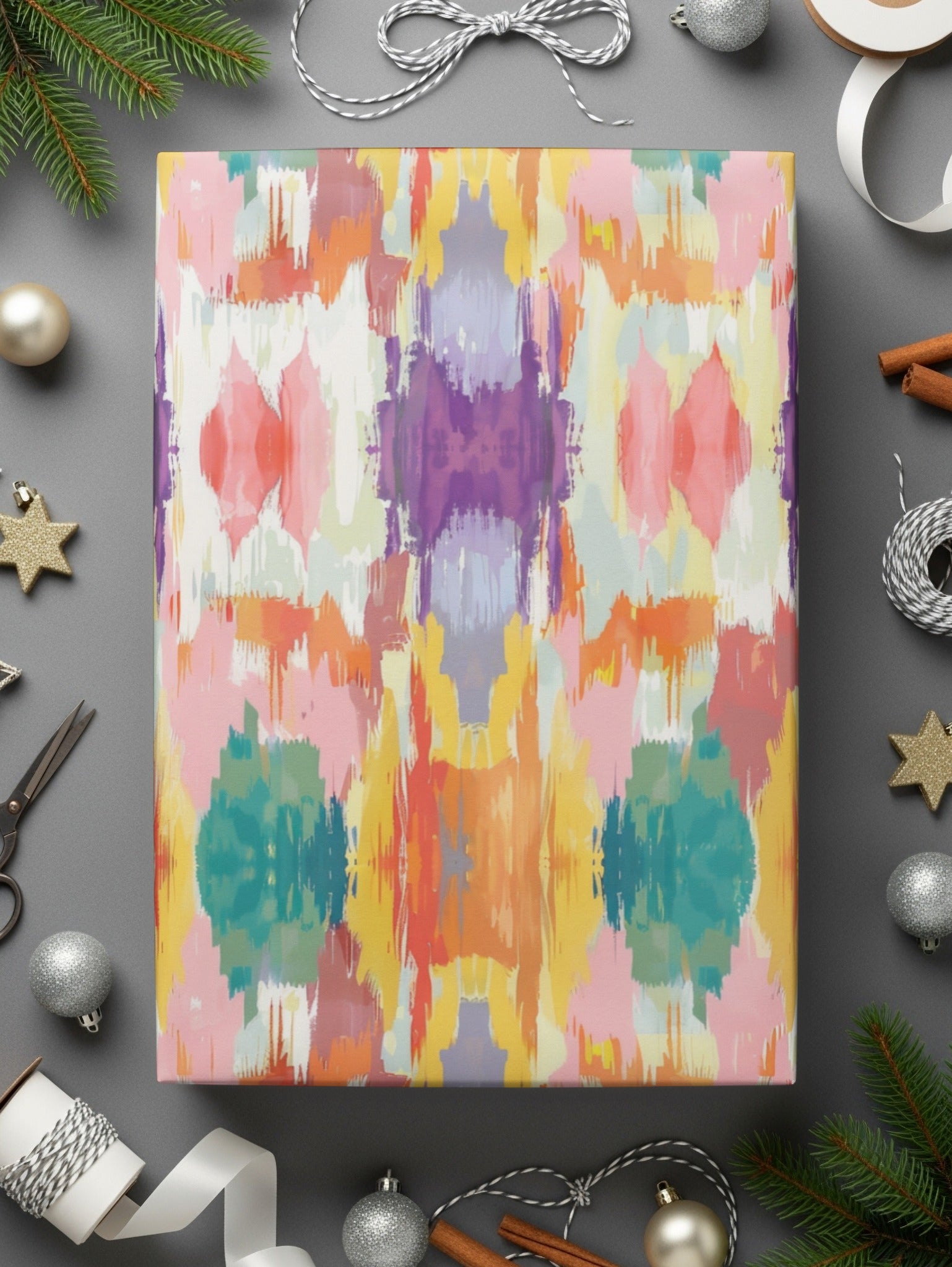 Vibrant Multicolored Abstract Art Gift Wrap Product