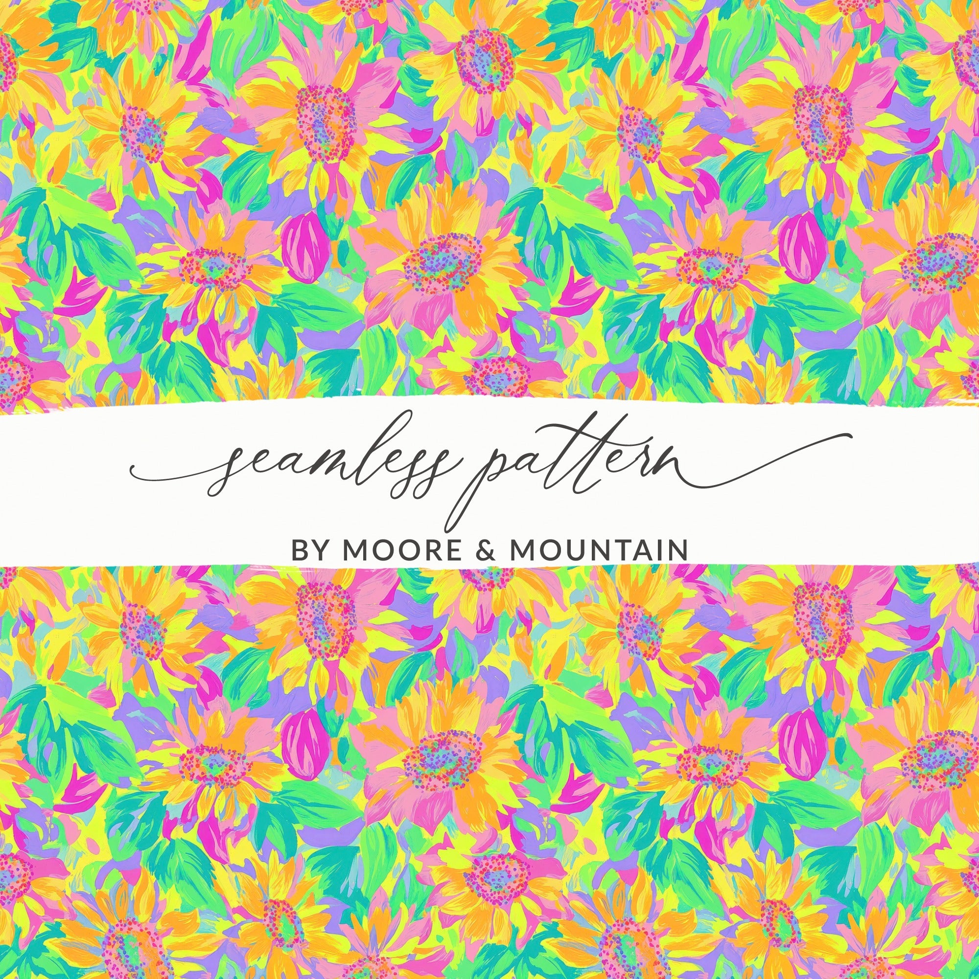 Vibrant Sunflower Seamless Pattern By Moore Mountain