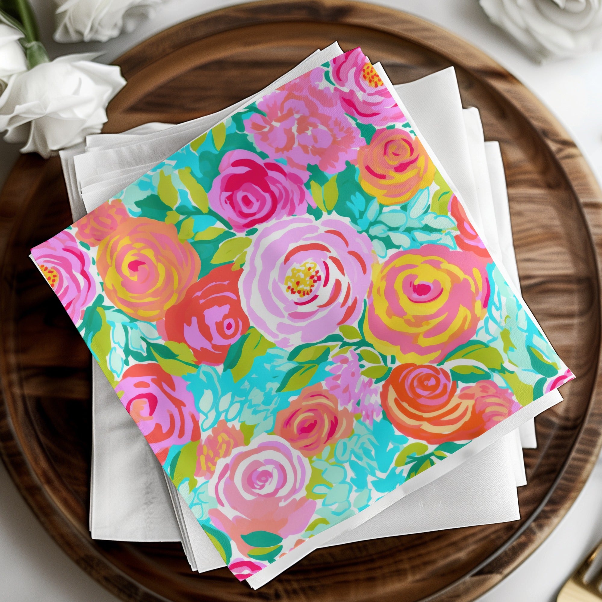 Vibrant Multicolored Floral Napkins for Elegant Dining