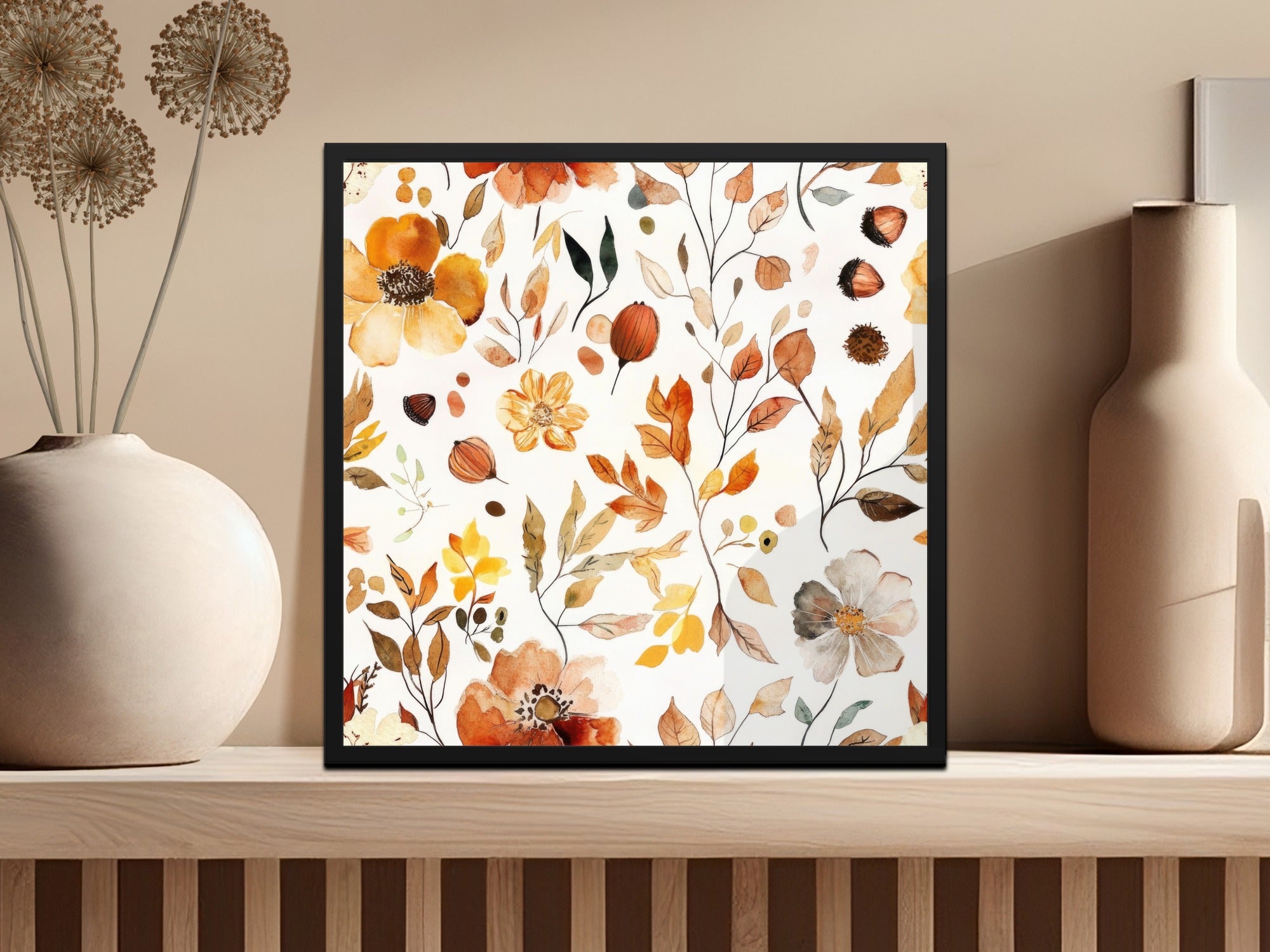 Floral Autumn Leaves Decorative Art Print for Wall Decor