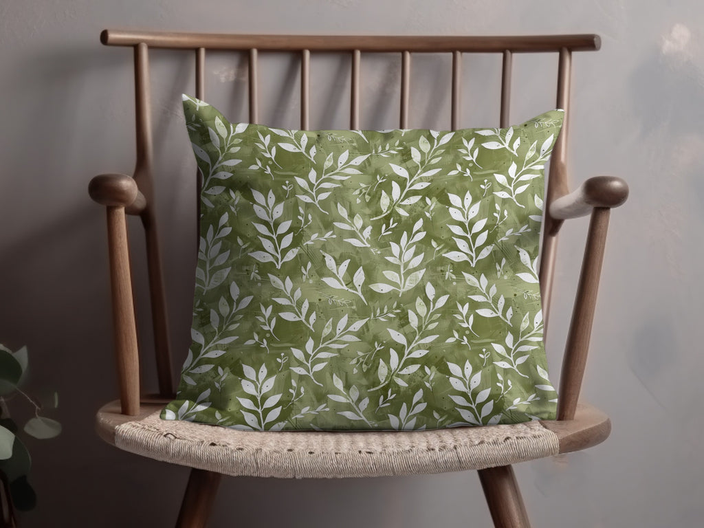 Green Botanical Leaf Pattern Throw Pillow Home Decor