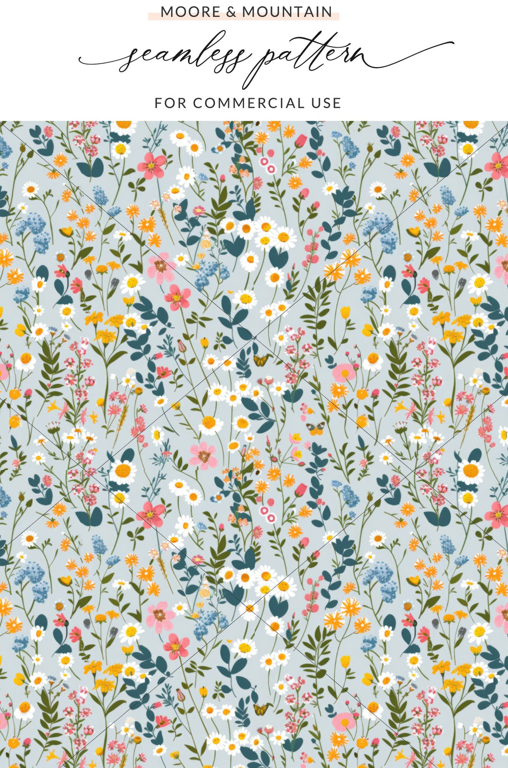 Seamless Pattern with Colorful Floral Design for Commercial Use