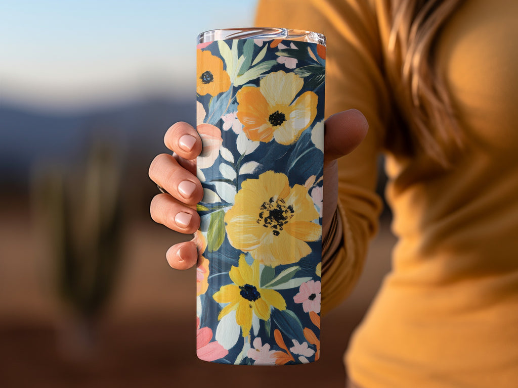 Colorful Floral Design Insulated Tumbler Beverage Holder