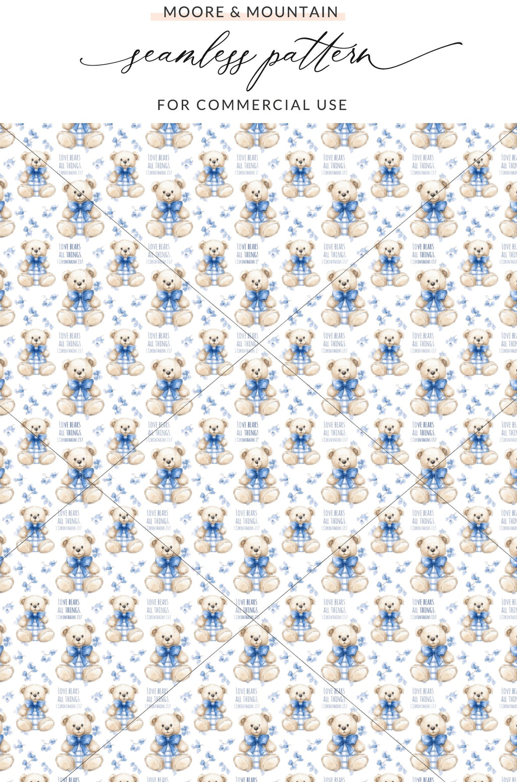 Adorable Teddy Bears Seamless Pattern for Commercial Use