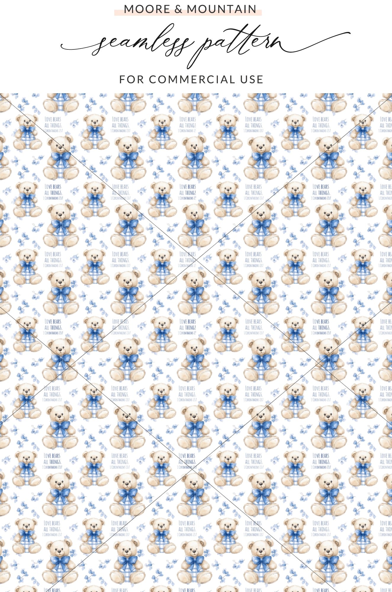 Adorable Teddy Bears Seamless Pattern for Commercial Use