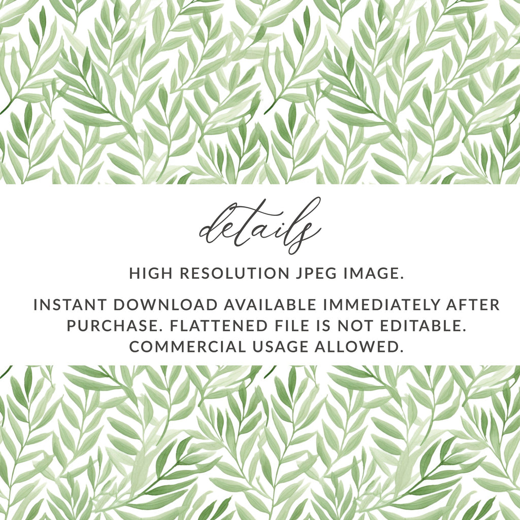 Green Leaf Watercolor Pattern High Resolution JPEG Image