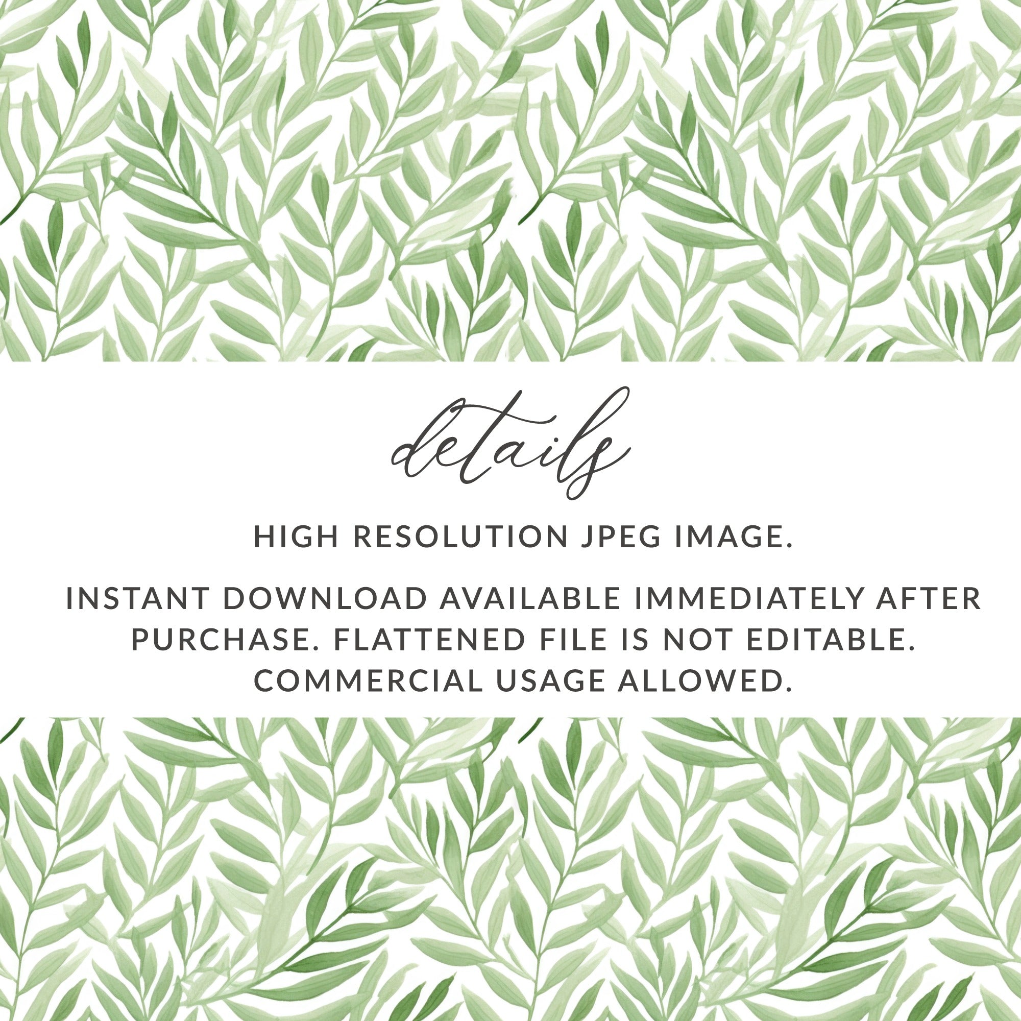 Green Leaf Watercolor Pattern High Resolution JPEG Image