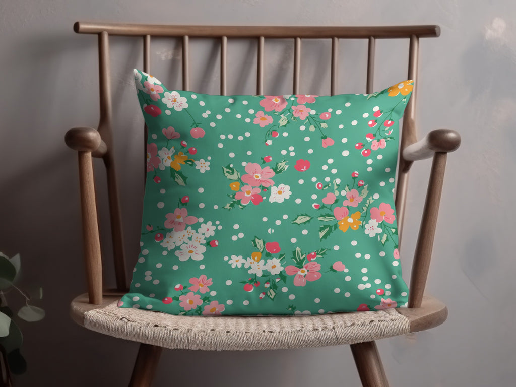 Floral Patterned Green Decorative Pillow product