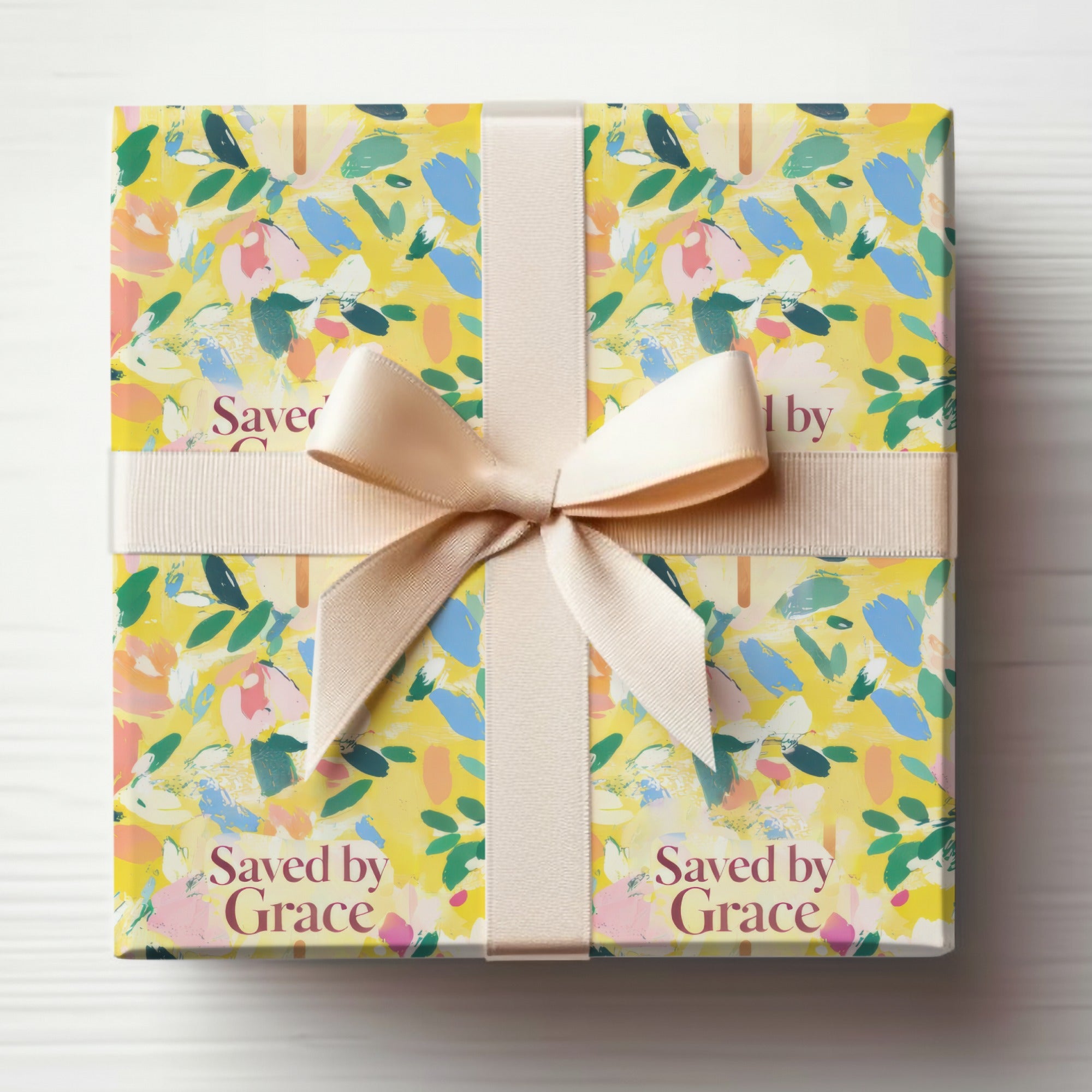 Beautifully Wrapped Gift Box with Saved by Grace Design