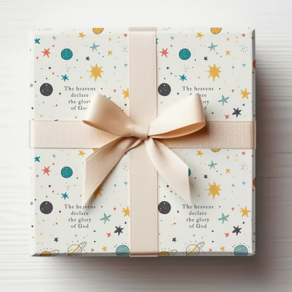 Celestial Themed Gift Wrap with Inspirational Quote