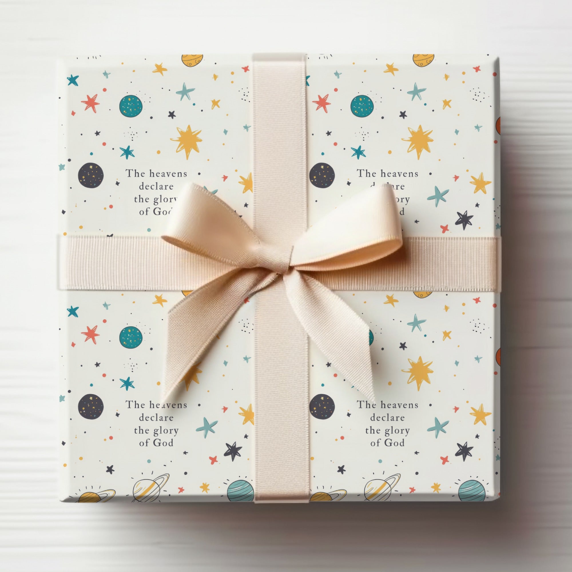 Celestial Themed Gift Wrap with Inspirational Quote