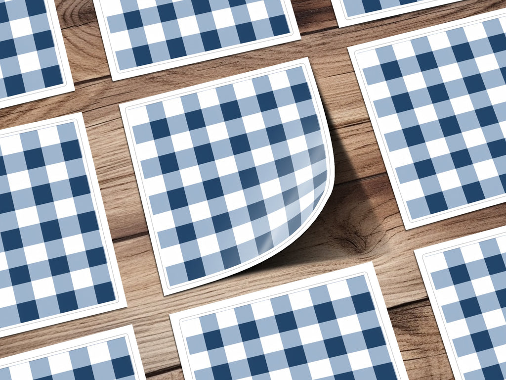 Blue and White Checkered Design Sticker Sheet