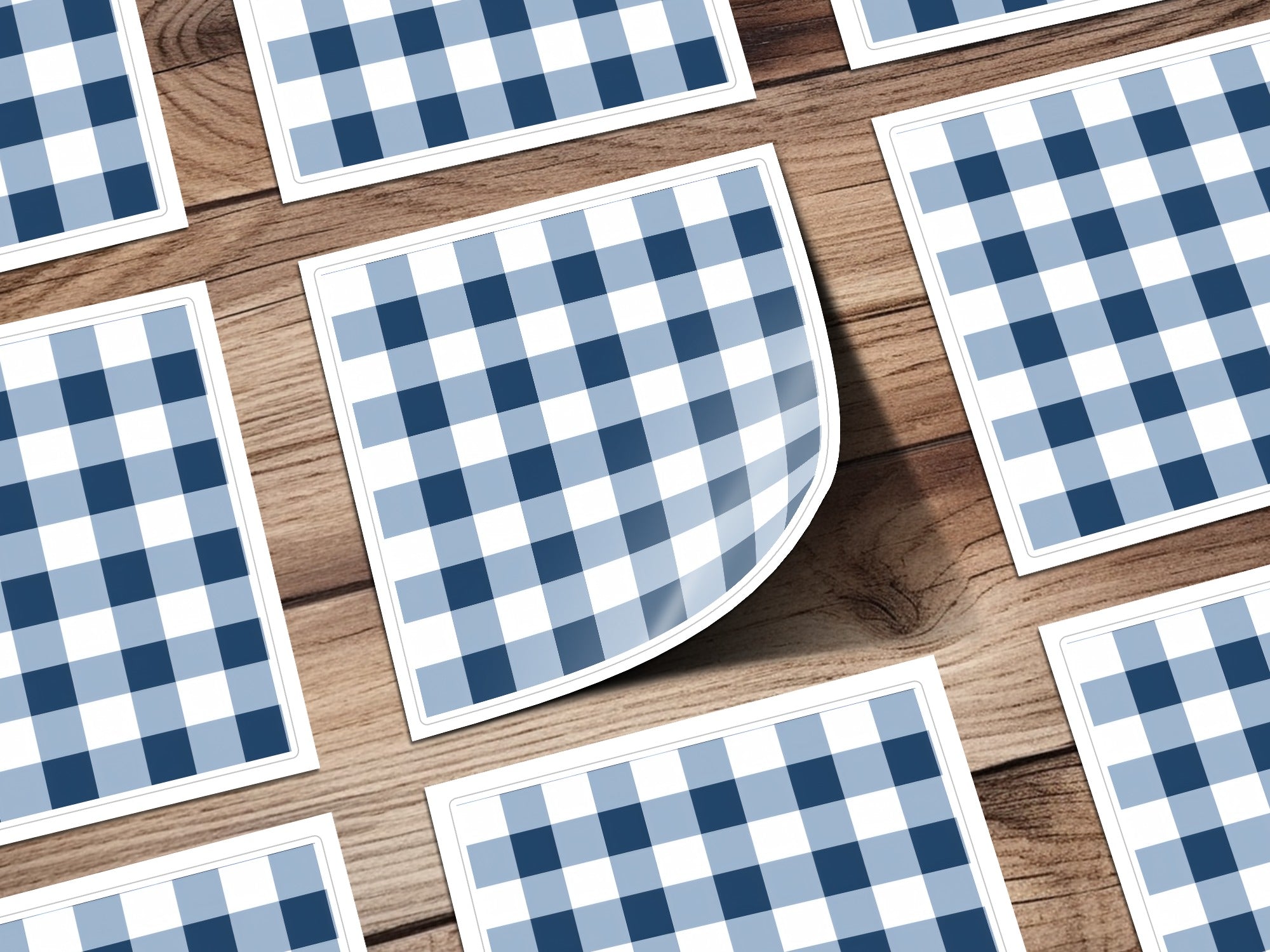 Blue and White Checkered Design Sticker Sheet