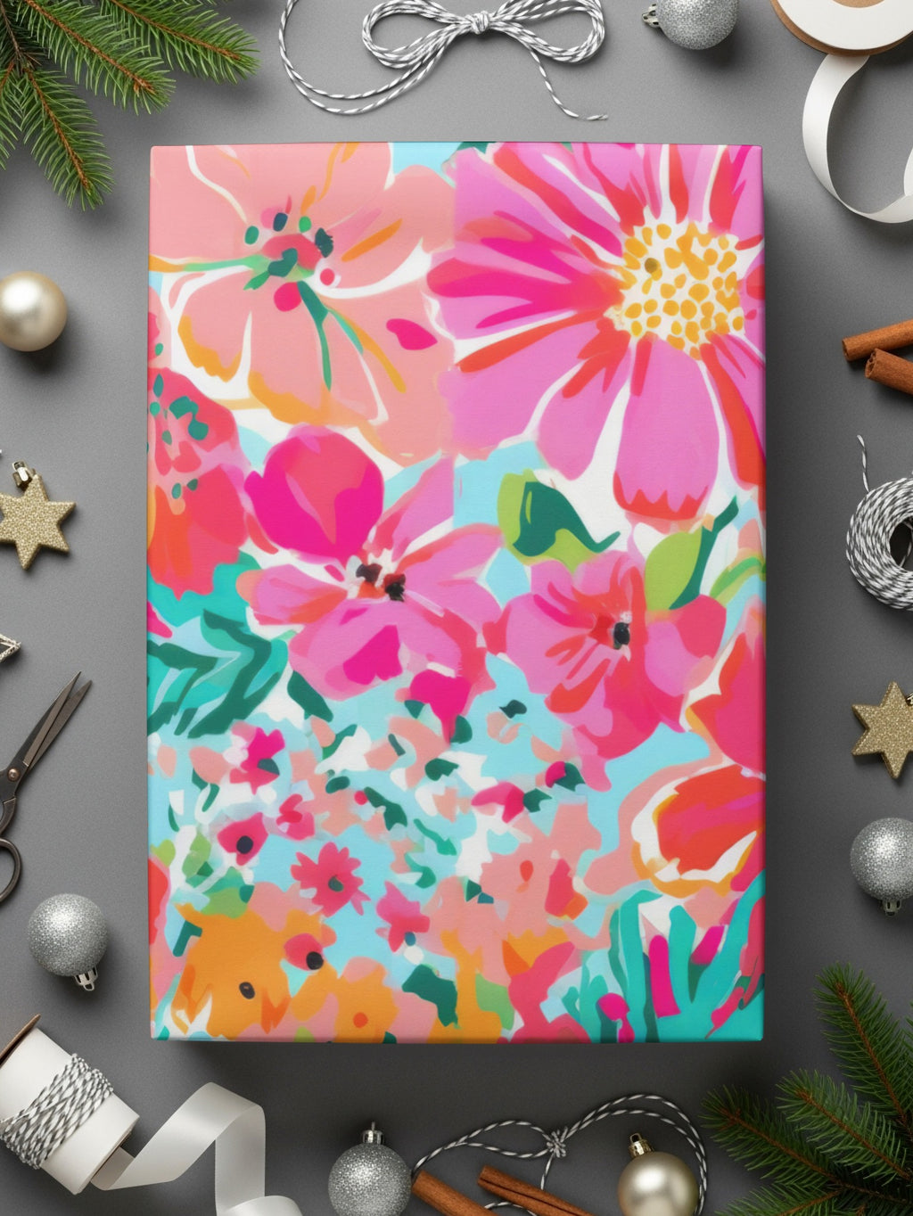 Vibrant Floral Gift Wrapping Paper Pack for Festive Occasions