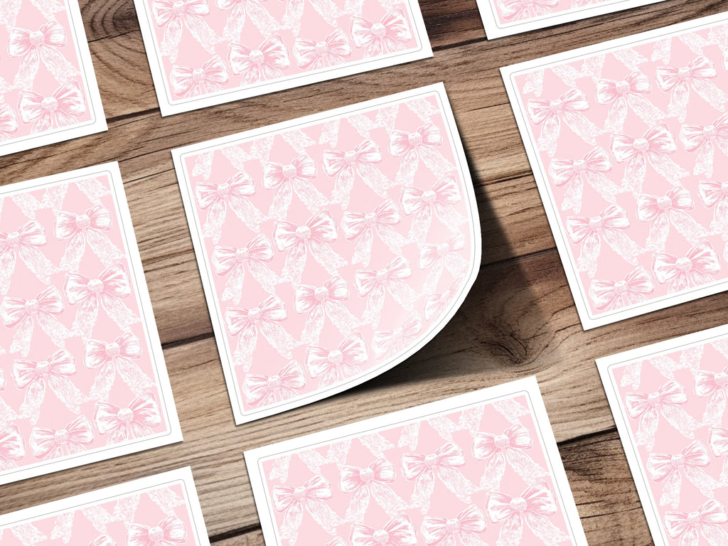 Pink Pattern with Bows Design Custom Print Sticker Sheet