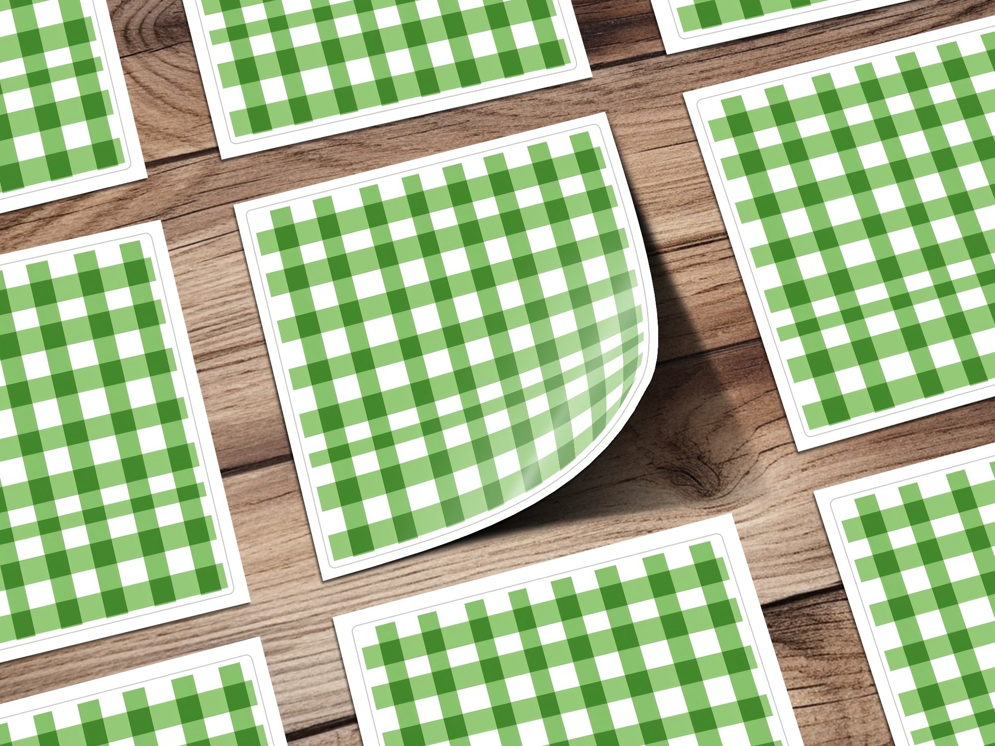 Green and White Checkered Pattern Sticker Sheet