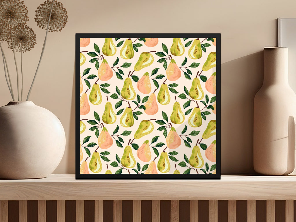 Colorful Pears and Leaves Pattern Art Print