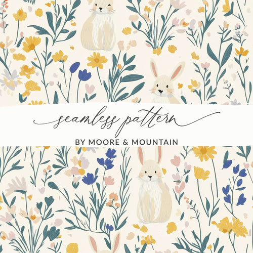 Seamless Floral Bunny Pattern by Moore & Mountain