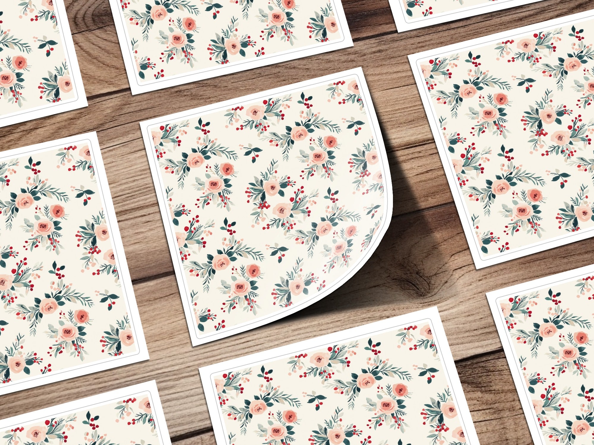 Floral Pattern Greeting Cards Set with Elegant Design